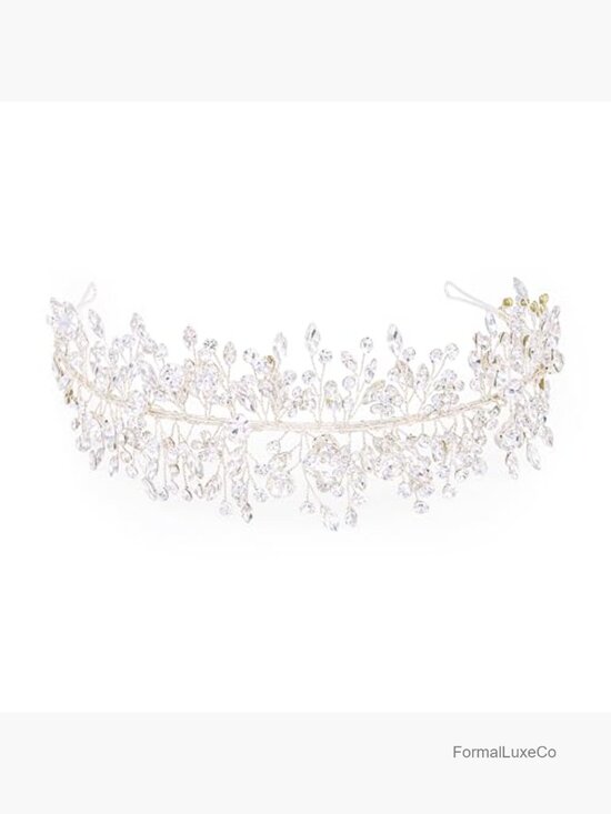Crystal Wedding Headband Rhinestone Bridal Hairpiece Adjustable Handmade Leaf main image 4